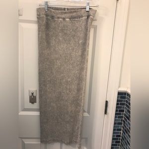 Hard tail light grey denim fitted straight maxi skirt no pockets